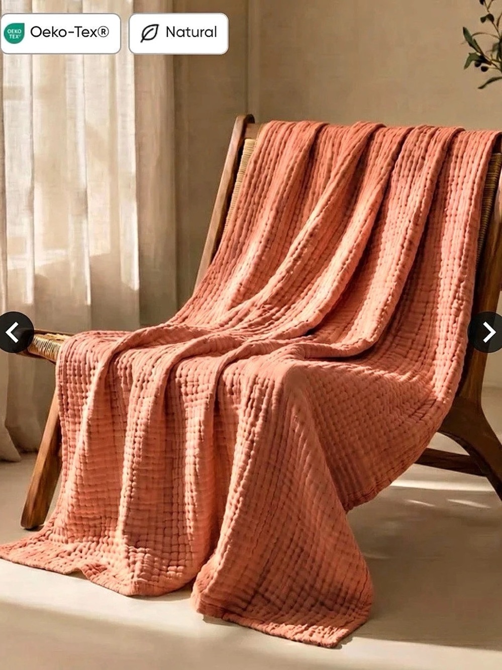 The Fleece Company The Muslin Blanket Peach NWT